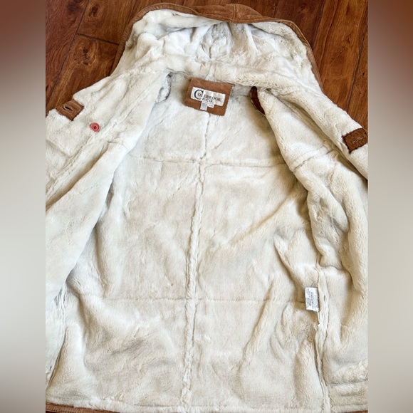 Colebrook & Co Suede Shearling Coat with Hood/ size S - Picture 4 of 12